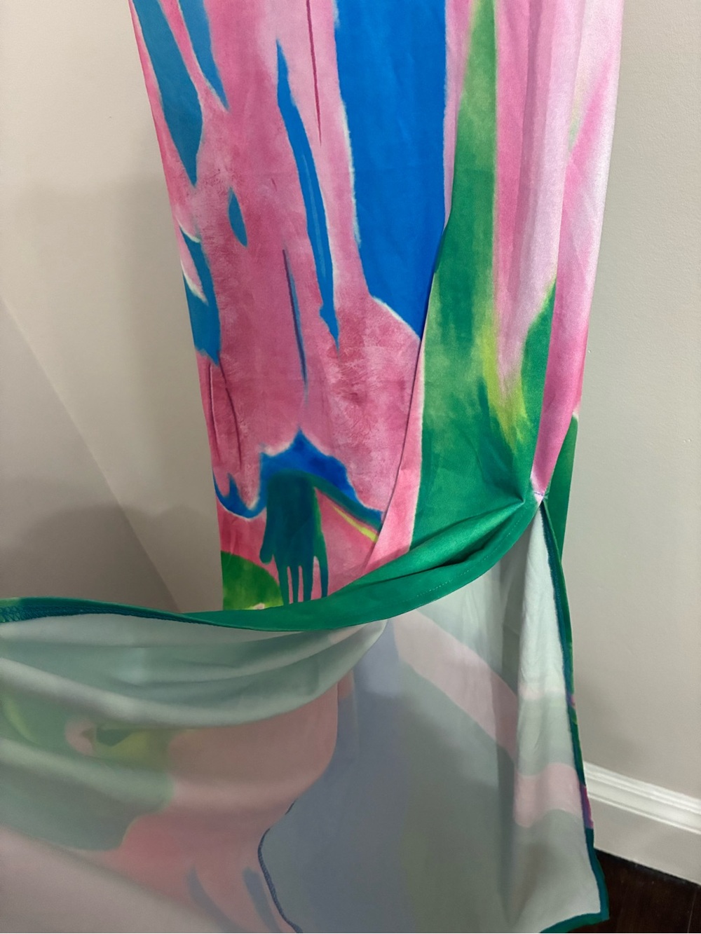 Commense Pink & Green Abstract Garden Print Sleeveless Maxi Dress - Picture 12 of 12